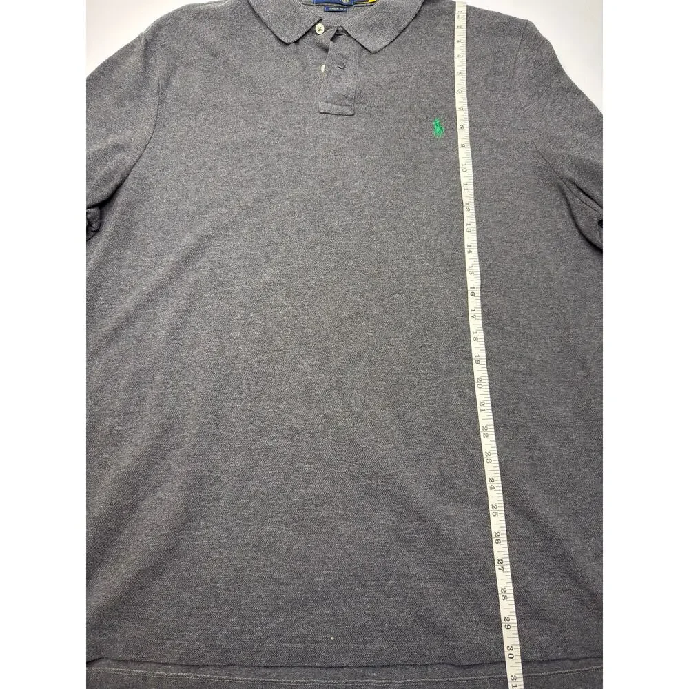 Polo Ralph Lauren Mens Charcoal Gray Cotton Mesh Polo Green Pony Short Sleeve